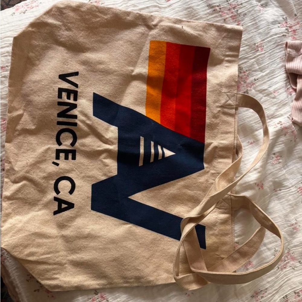 Aviator Nation Tote Bag - Tan with Multicolor Design